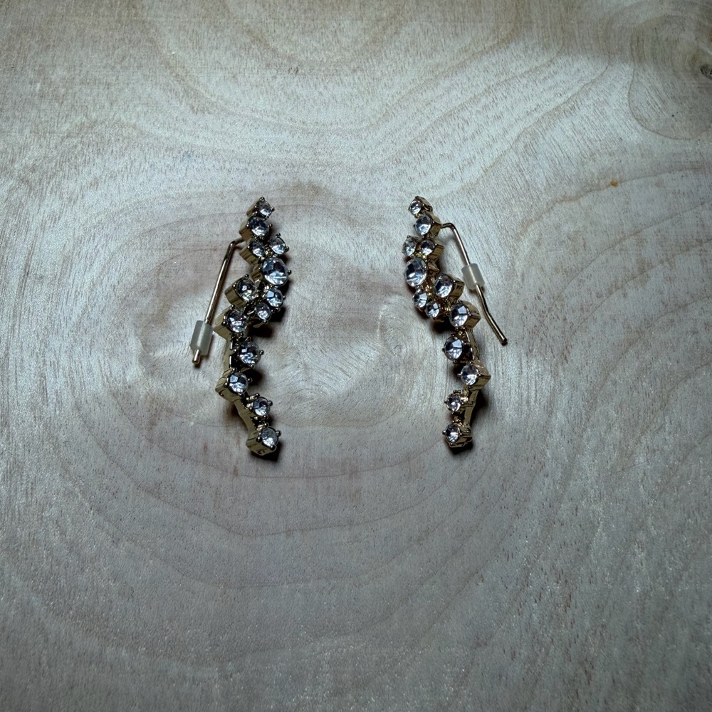 Elegant Gold and Silver‎ Crystal climber Earrings